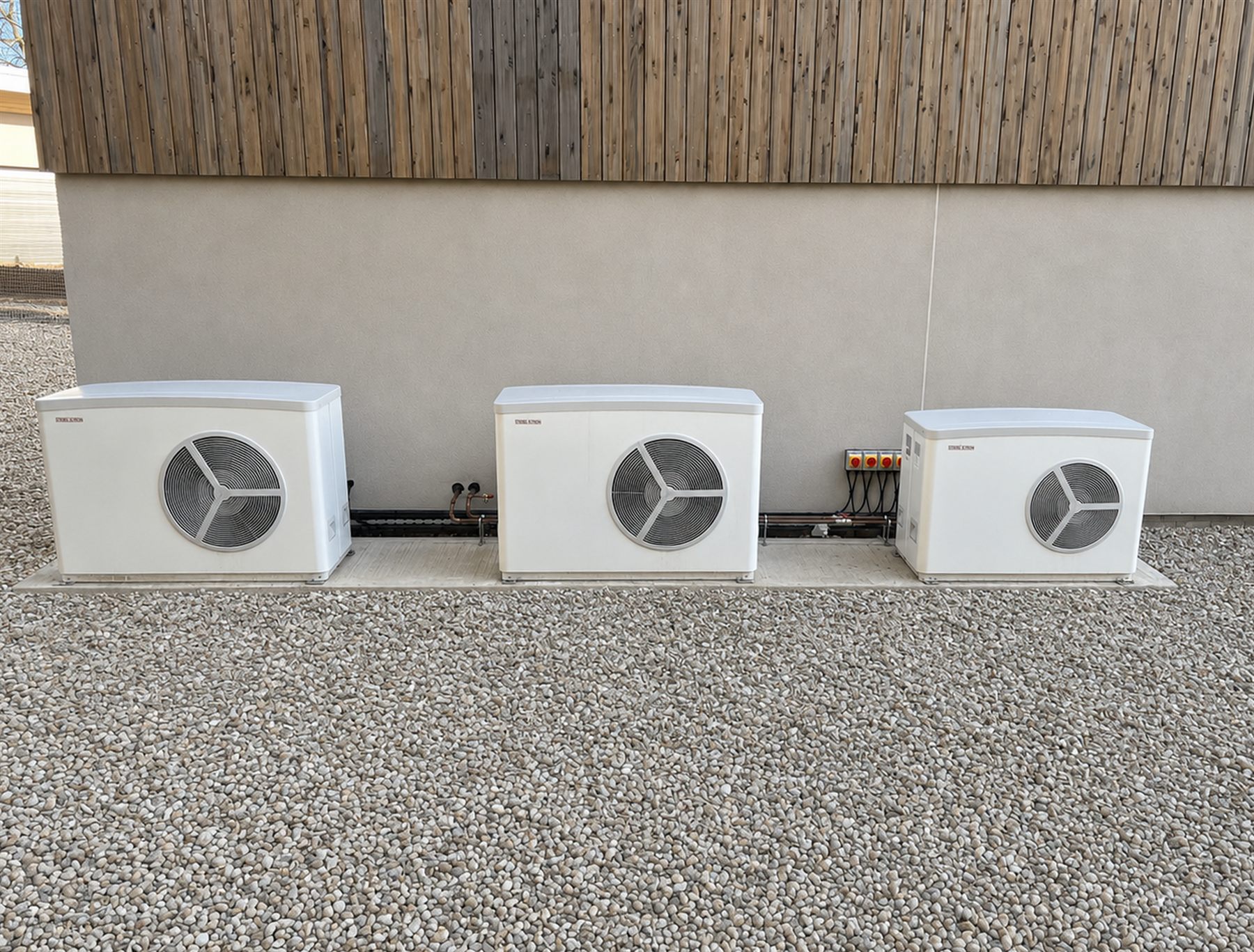 Three Stiebel Eltron air source heat pumps installed at a large Norfolk new build