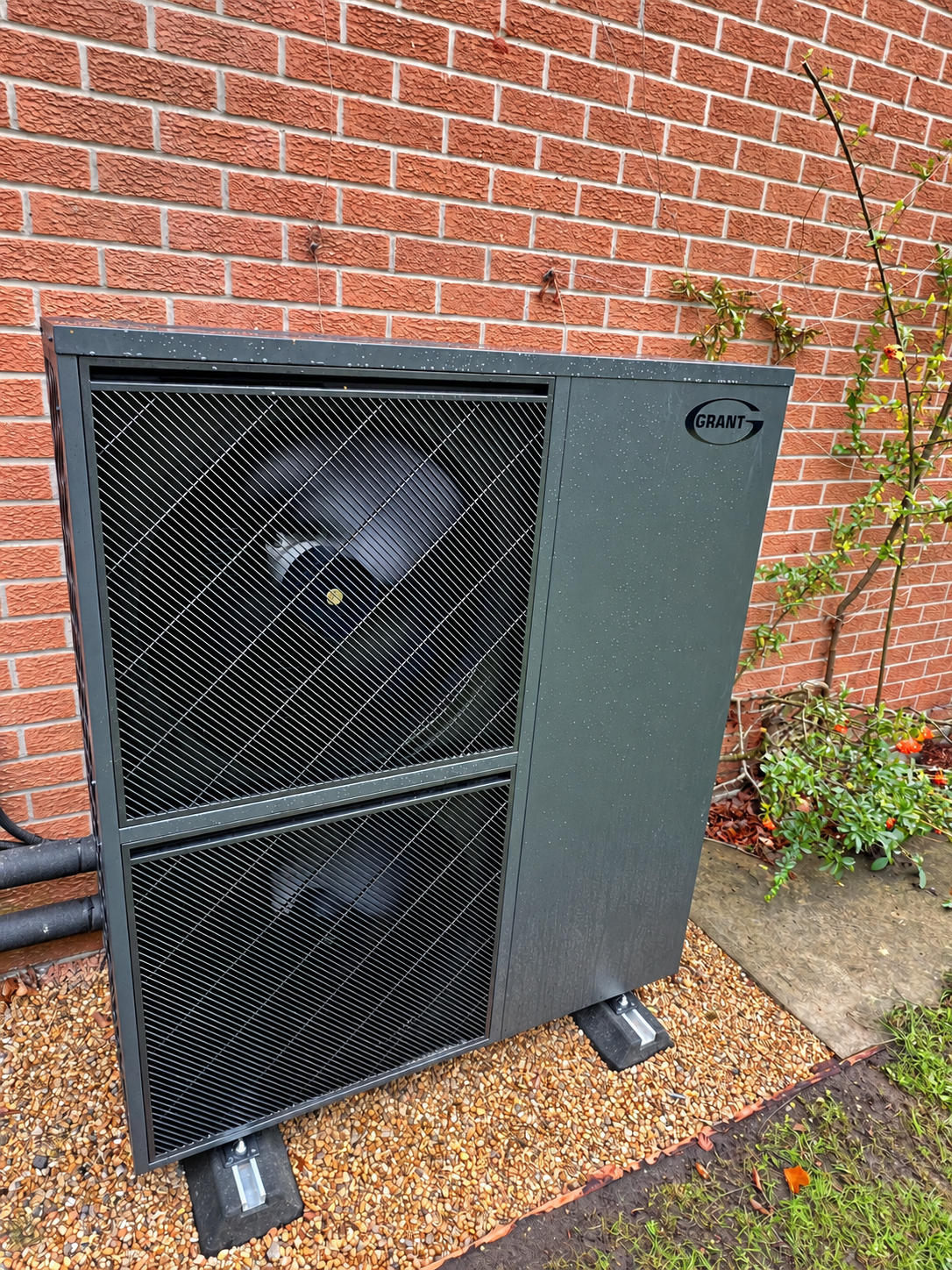 A Grant R290 air source heat pump installed by Jax Plumbing & Heating