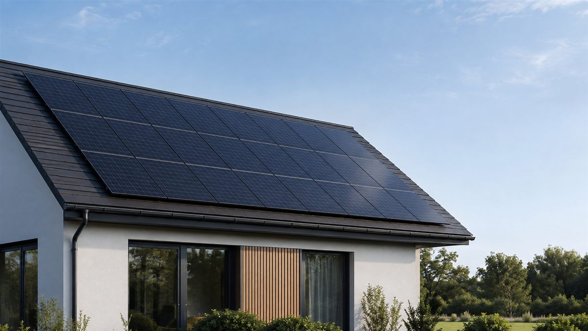 Solar panels installed on a house roof