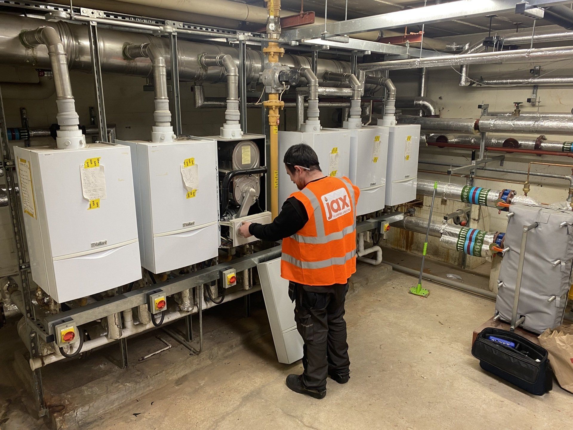 Jax Plumbing engineer servicing a plant room